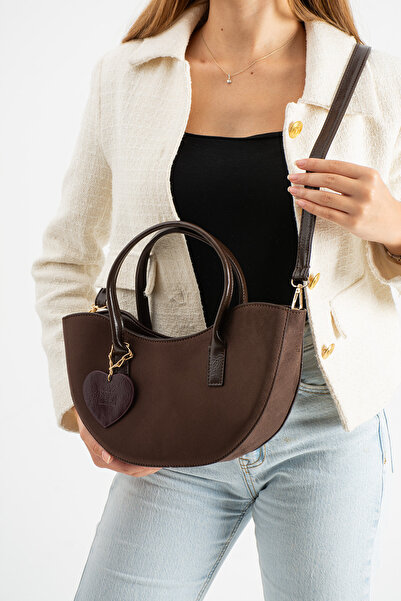 Moon Çanta Moon Lune Suede Shoulder Bag Bitter Brown