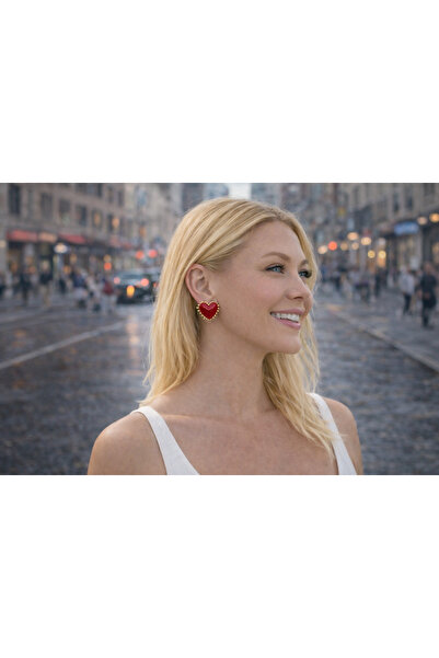 PaminBags Aksesuar Protruding Pearl Heart Nail Earrings Lns00136