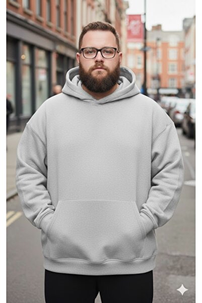 LADY HAZAL Gray Hoodie Oversized Fit Men's Sports Sweatshirt