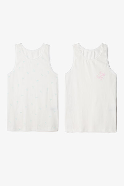 Penti Optical White Girl's Pollen 2-Piece Crispy Floral Patterned Cotton Unde...