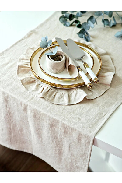 Belomia Home Collection 6 Adet Krem Keten Amerikan Servis, Fırfırlı Vintage A...