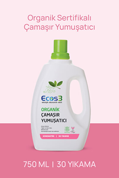 Ecos3 Organik Çamaşır Yumuşatıcı, Vegan Sertifikalı, Bitkisel, Extra Konsantr...