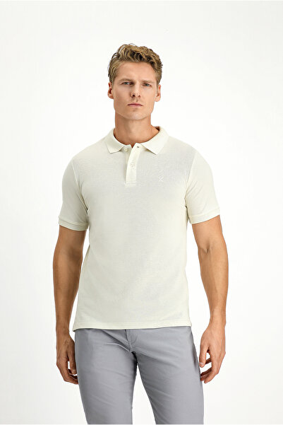 Kiğılı Polo Neck Slim Fit Embroidered 100% Cotton T-Shirt