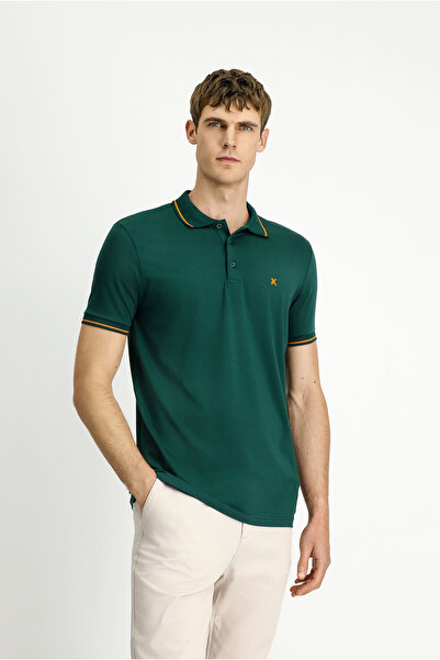 Kiğılı Polo Yaka Slim Fit Yumuşak Dokulu Nakışlı Pamuklu Likralı Esnek Tişört