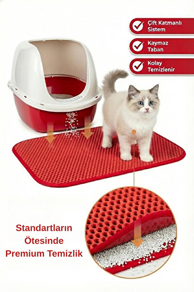 PUGALO CleanPaw Premium Kedi Tuvalet Önü Paspası | Kedi Kumu Toplayıcı | Çift...