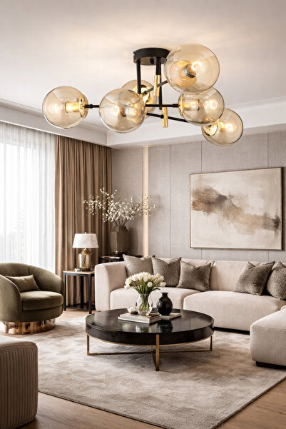 Apliqa Plafonieara HubRom, MARAL 3548-06-GD 70x35 cm 6xE27-60W Auriu