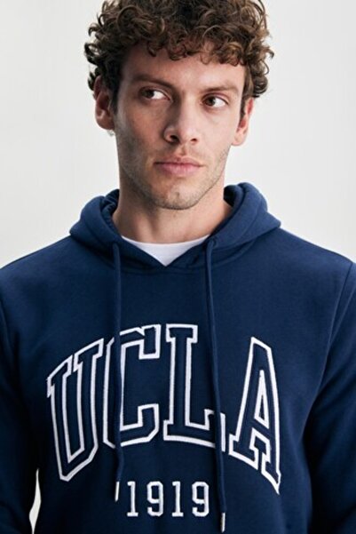 UCLA JEPSEN Bleumarin cu glugă Brodat cu căptușeală din fleece Standard Fit p...