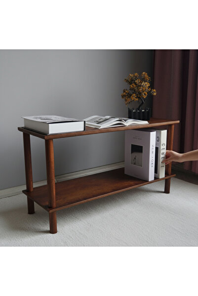 Vera Concept Home Modern Dekoratif İki Raflı Ahşap Kitaplık 83 x 30 cm Kahve ...