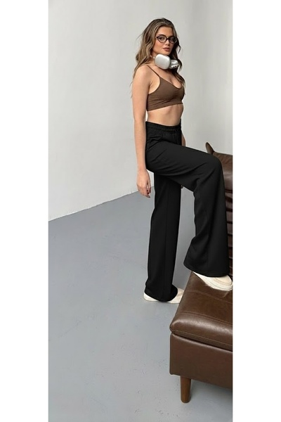 THEBEK Women's Modal Palazzo Pants Comfortable Cut Elastic Waist with Pockets