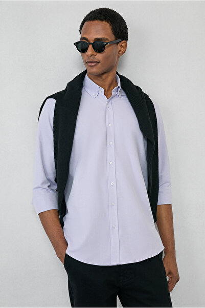 Kiğılı Long Sleeve Slim Fit Button Collar Cotton Easy Ironing 4 Seasons Oxfor...