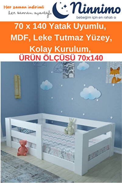 Ninnimo Montessori 70x140 Yatak Uyumlu PARLAK Beyaz MDF ÇOCUK Karyola Y19 BAZ...