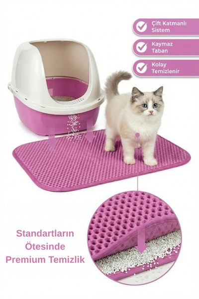 PUGALO CleanPaw Premium Kedi Tuvalet Önü Paspası | Kedi Kumu Toplayıcı | Çift...