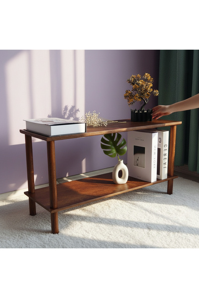 Vera Concept Home Modern Dekoratif İki Raflı Ahşap Kitaplık 110 x 30 cm Kahve...