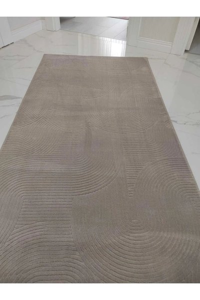 Merinos Rölyef Joy Bej Kaymaz Taban Kesme Halı Yolluk