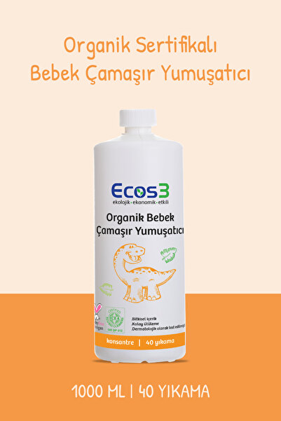 Ecos3 Organik Bebek Çamaşır Yumuşatıcı, Vegan Sertifikalı, Ekolojik, Extra Ko...