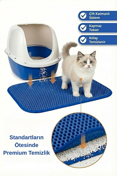 PUGALO CleanPaw Premium Kedi Tuvalet Önü Paspası | Kedi Kumu Toplayıcı | Çift...