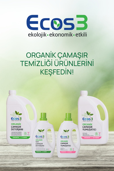 Ecos3 Organik Çamaşır Deterjanı, Vegan Sertifikalı, Ekolojik, Extra Konsantre, 72 Yıkama, 2.5 Lt