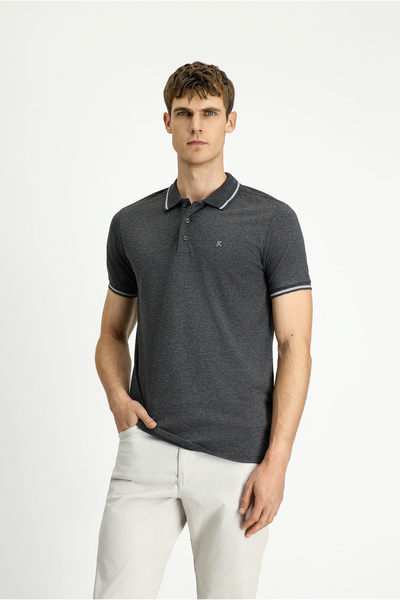 Kiğılı Πόλο γιακά Slim Fit Slim Fit Κεντημένο μονό μπλουζάκι από βαμβάκι