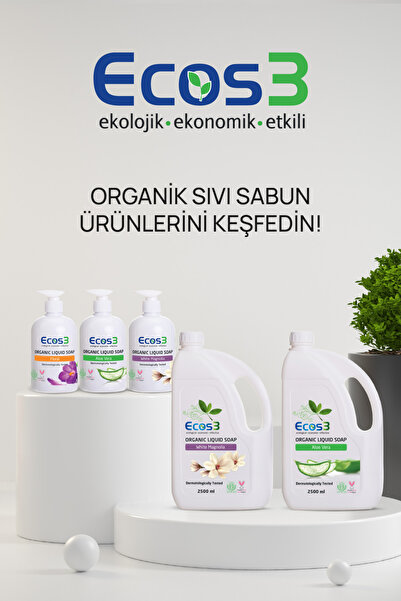 Ecos3 Organik Sıvı Sabun, Vegan Sertifikalı, Hassas Cilt, Ekolojik, Hipoalerjenik, Floral, 500 ml