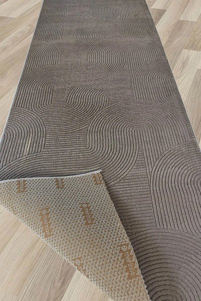 Merinos Rölyef Joy Bej Kaymaz Taban Kesme Halı Yolluk