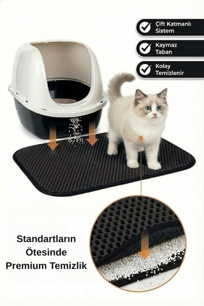 PUGALO CleanPaw Premium Kedi Tuvalet Önü Paspası | Kedi Kumu Toplayıcı | Çift...