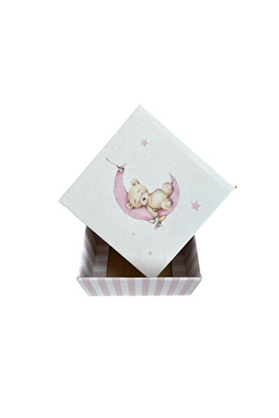 KOLİ KOLAY Ayıcık Baskılı Pembe Hediye Kutusu 1 Adet 17x17x9cm