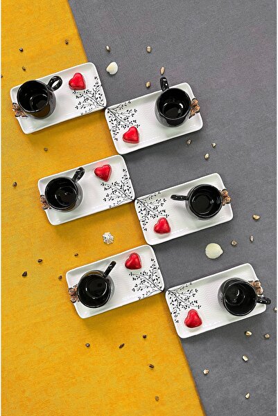 Erbaşlar Flora Collection 6’lı 12 Parça Kahve Fincan & Sunum Tabağı Seti