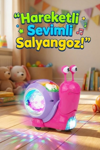 craftivio Hareketli Işıklı Müzikli Salyangoz Oyuncak - Bebek Emekleme Yardımc...