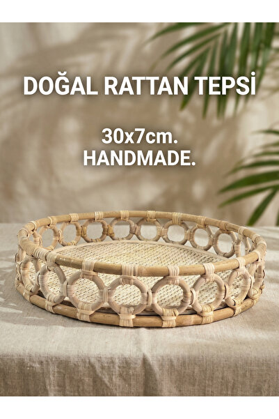 ERKUGO 100% Handmade Natural Rattan Tray, Handmade Rattan Presentation and Se...