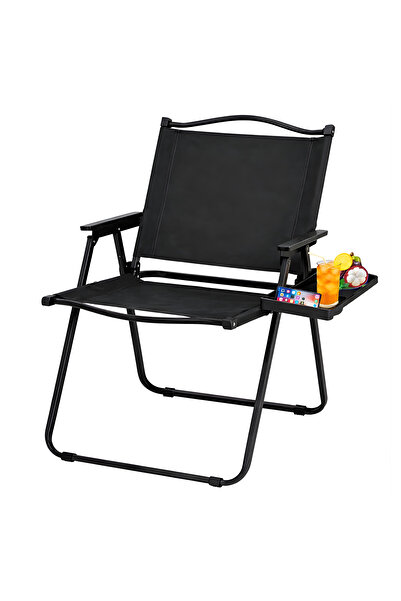 AutoFamily كرسي AUTO FAMILY المحمول القابل للطي باللون الأسود، كراسي تخييم خا...
