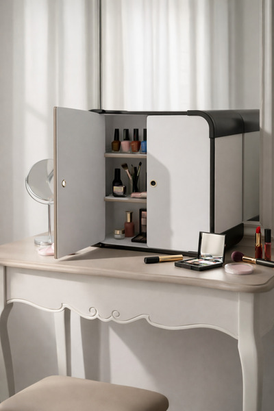 en-concept Luxury Siyah Köşe Detaylı Mini Makyaj ve Aksesuar Dolabı