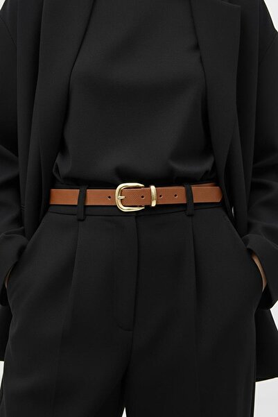 Gesa حزام أسود بإبزيم ذهبي للسيدات