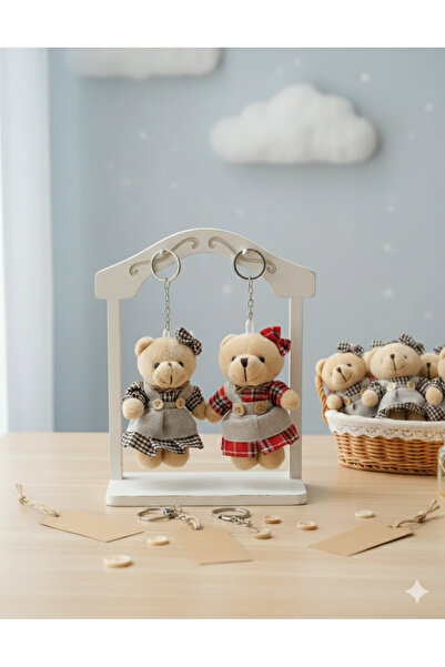 Şirin Çift Peluş Ayıcık Anahtarlık – Sevimli Hediyelik -2li-