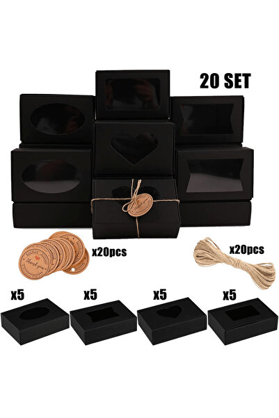 Choice علب صابون سوداء صغيرة من ورق الكرافت، مقاس 9.8 × 7 × 3 سم، عدد 20 علبة...