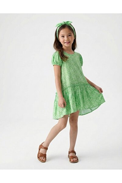 rg kidsstore Κοριτσίστικο φόρεμα από 100% βαμβάκι με κορδέλα και σχέδιο λουλο...