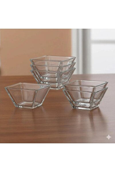 LİBBEY Yoghurt dessert set, transparent glass, square, 6 pieces