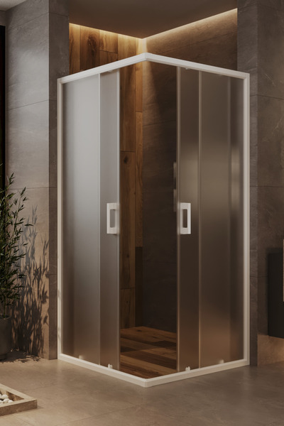 MONAQUA Arteko Duşakabin Kare - Beyaz Profil - Satine Buzlu 5mm Cam