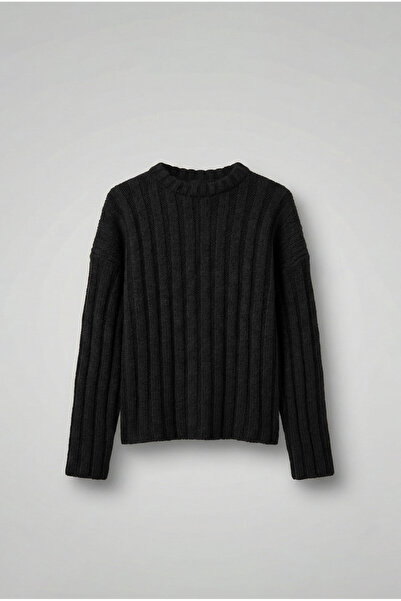 ablukaonline Ανδρικό πουλόβερ με χοντρό κορδόνι, μαύρο