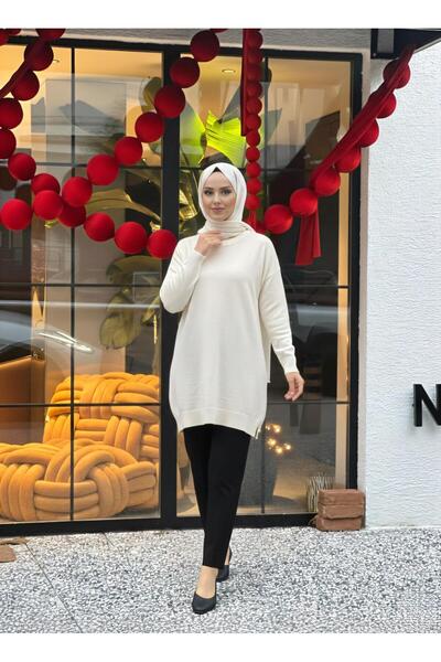 MEİLİN Stone Crew Neck Mercerized Loose Knitwear Tunic