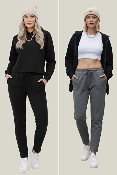 mmetalic Pantaloni de sport clasici cu buzunar, 2 piese, negru-antracit, pent...