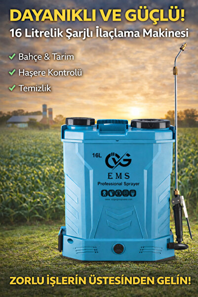 ÖVG EMS 16 Lt Şarjlı Akülü Professional Sırt Tipi İlaçlama Pompası Makinası (...