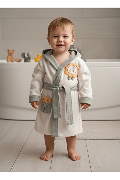 eradkids ORGANİK PAMUK ERKEK ÇOCUK BORNOZ 0-3 YAŞ UYUMLU BORNOZ/TİGERDESENLİ ...