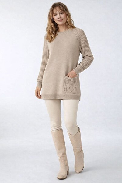 MAMAYAGA Tricotaj de iarnă elegant pentru femei, cu mâneci lungi, cu textura ...