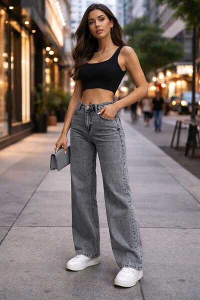 kleshus Hsn Women's Smoked Casual Stretch Fabric Waist Casual Jean Trousers N...