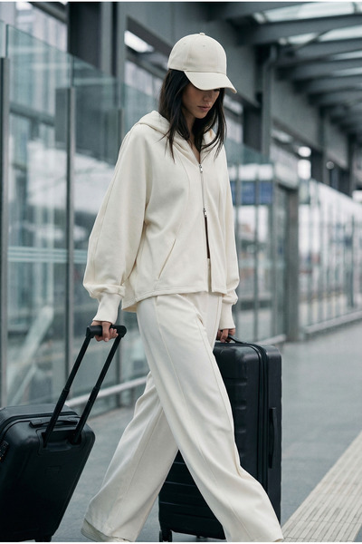 Amia&Co. Ecru Basic Sweatpants with Elastic Waist Detail