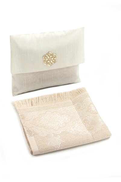 İhvan Covor de rugăciune din tafta cu husă Slub alb-crem