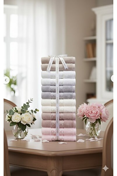 Özdilek Elissa 12 Τεμάχια Μπεζ-Γκρι-Πέτρα-Πούδρα-Λευκή-Κρεμ Πετσέτες