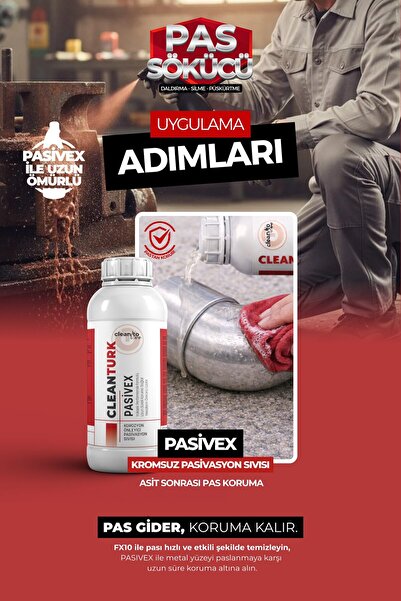 CleanTurk FX10 En İyi Pas Sökücü ve Pas Çözücü Demir Metal ve Yüzey Pas Temizleme 5 KG