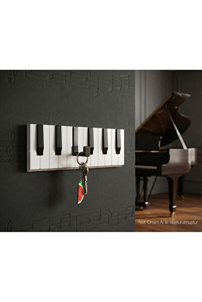 BostanDesign Dekoratif Piyano Tuşları Görünümlü Modern Duvar Askısı Anahtarlık