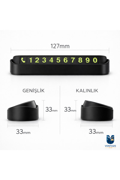 Ventoze Fosforlu Aç-Kapa Araç Numaratörü – Park Telefon Numarası Gösterge Aparatı